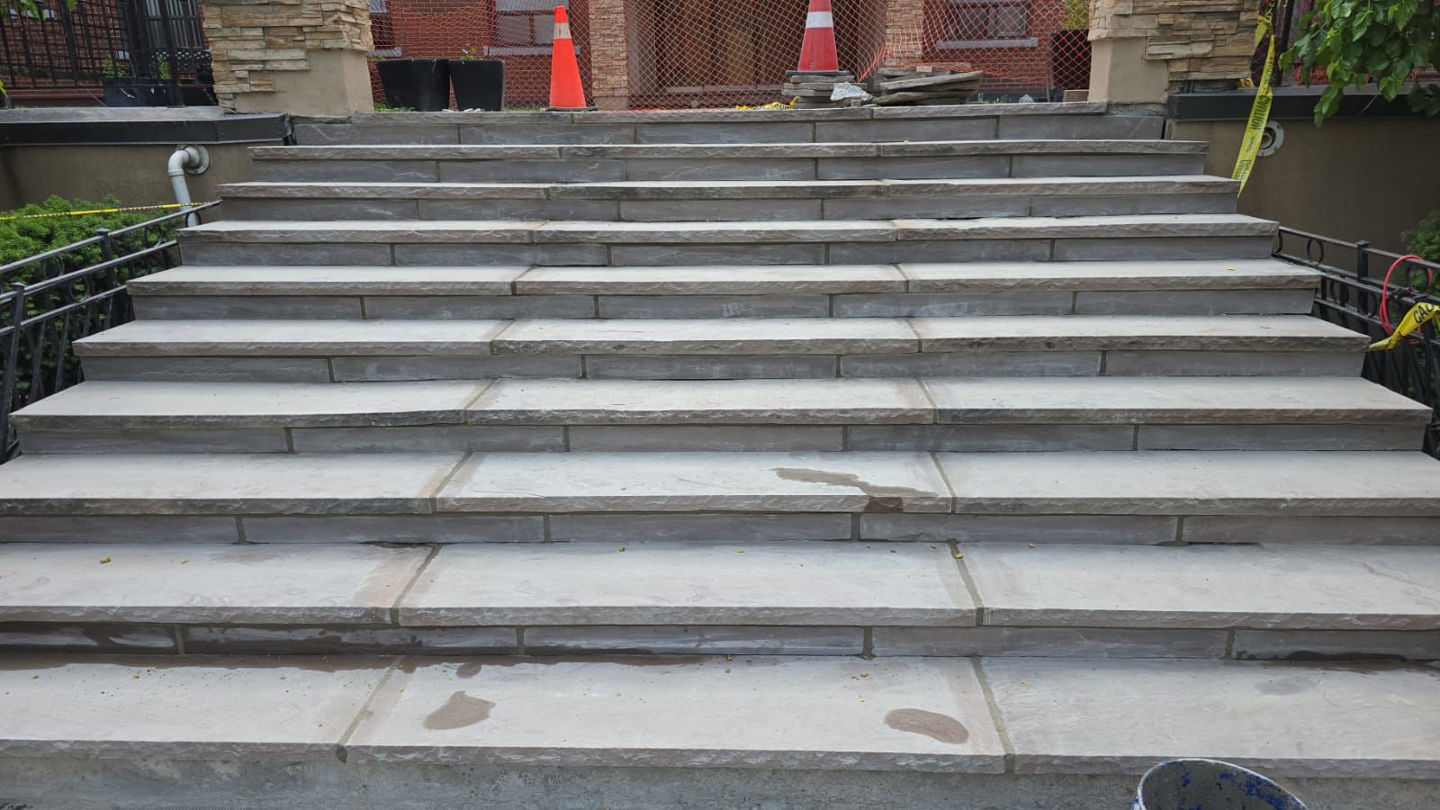 Wide natural stone steps and stone landing, front entrance GTA